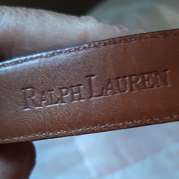 Black Leather Ralp Lauren Belt with Gold Buckle. Croc Alligator Print. Size Smal - Picture 4 of 6